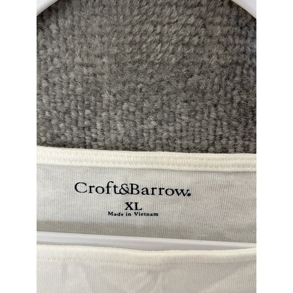 Croft & Barrow Square Neck Geometric Short Sleeve Top Womens Size XL Red White - Picture 3 of 7